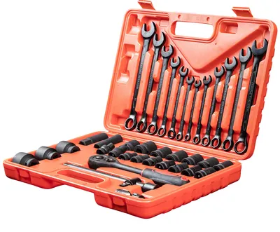 Produktbild von WMC Tools Werkzeugkoffer Werkzeugkasten Werkzeugkiste Steckschlüssel Set 37-teilig Werkzeugset Kombischlüssel