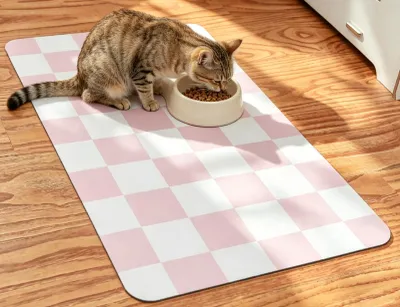 Produktbild von Napfunterlage Hund Katzen 30x50cm, Futtermatte für Hunde und Katzen,Futternapf Unterlage Rutschfeste Katzennapf Hundenapf Matte,Futterunterlage Rosa