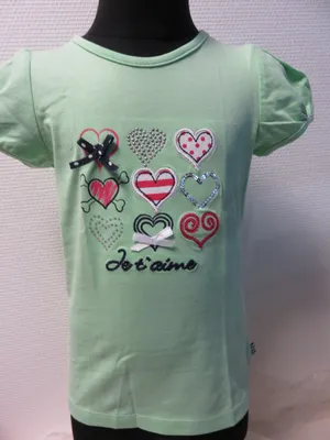 Produktbild von Salt & Pepper  Mädchen T-Shirt Gr. 116/122 mit edler Stickerei * Herzen