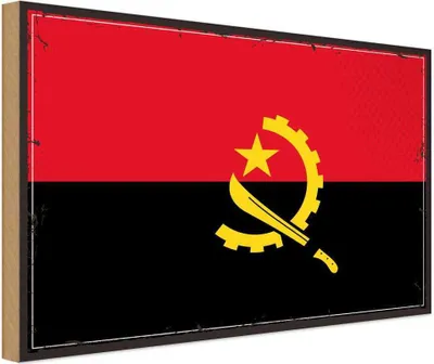 Produktbild von vianmo Holzschild 30x40 cm Angolas Retro Angola Flagge Fahne Wappen