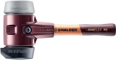 Produktbild von HALDER SIMPLEX Hammer Gefüllter Gummi, mit integriertem Fuß / mittleres TPE, mit Tempergussgehäuse und hochwertigem Holzstiel - D=80 mm - Extra kurzer Stiel - 3023.282