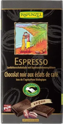 Produktbild von Rapunzel Zartbitterschokolade mit Espresso-Splittern 55%