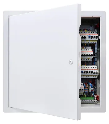Image de Trappe d'inspection VEVOR pour cloisons sèches 387 x 387 mm, trappe d'inspection en acier galvanisé avec fermeture à fente, trappe de maintenance pour montage au plafond (plomberie et électricité), dimensions d'encastrement 366 x 366 mm
