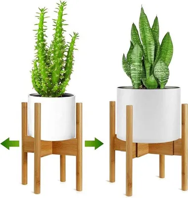 Image de Support à plantes réglable en bambou pour l'intérieur et l'extérieur, 20-30 cm