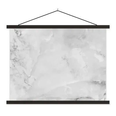 Produktbild von MuchoWow® Textilposter Marmor - Stein - Weiß - Grau - Marmoroptik 60x45 cm mit schwarzem Rahmen - Poster Schlafzimmer