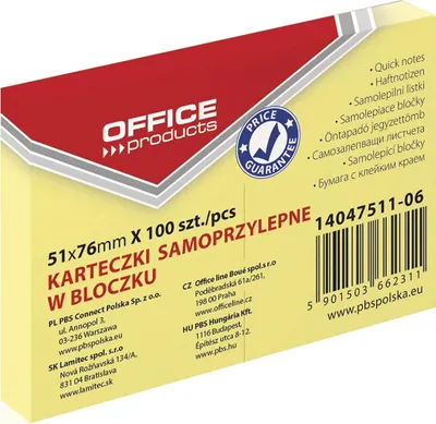 Zdjęcie produktu dla Karteczki samoprzylepne Office Products 100 kartek