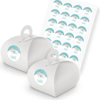 Produktbild von itenga SET 24x Geschenkschachtel mit Griff weiß + Stickerbogen (Motiv 148)