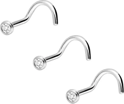 Produktbild von Nasenpiercing, Nasenstecker 3er Set Titan Nasenstecker Spirale KRISTALL