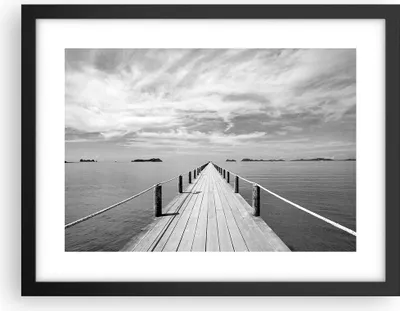 Produktbild von Gerahmtes Poster - Schwarzer Rahmen - Holz Brücke Meer - 40x30 cm - Wand Bild - Wanddeko - Wandbilder - Kunstposter - Wandposter - Bilderrahmen - Bilder - Kunstdruck - Wanddekoration - P2BAA40x30-4985