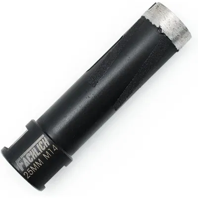 Obrázok produktu pre Diamantová vrtacia koruna 25 mm, závit M14, na suché vŕtanie, vhodná na granit a mramor, vŕtacia píla