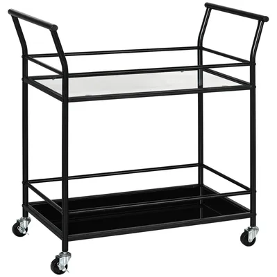 Produktbild von Küchenwagen – Servierwagen – Küchenwagen – Rollwagen – Aufbewahrungswagen – 2 Glasablagen – Metallrahmen