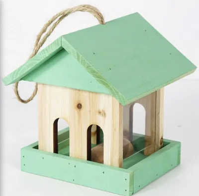 Produktbild von Vogelhaus, wetterfest aus robustem Holz, Futterhaus für Vögel, Rustikales Design für Garten & Balkon (Grun)