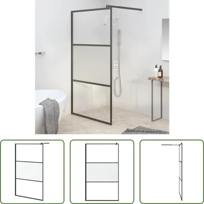 Produktbild von The Living Store Duschwand für Walk-In Dusche 115x195cm ESG Halbmattiert Schwarz