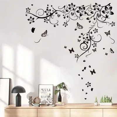 Image de Autocollants muraux : fleurs et papillons pour la décoration