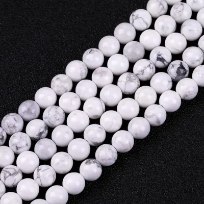 Produktbild von 6 mm weiße Howlith-Perlen für die Schmuckherstellung