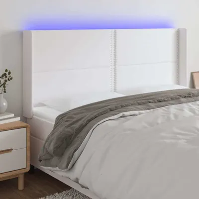 Produktbild von The Living Store LED Kopfteil Weiß 203x16x118/128 cm Kunstleder