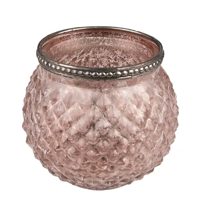 Obrázok produktu pre Držiak na čajovú sviečku Clayre & Eef Ø 10x9 cm Ružové sklo