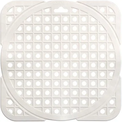Productafbeelding van Ibenzoa® spoelbakmat, op maat te snijden, 29,5 x 0,5 x 29,5 cm, kunststof, grijs/wit – beschermt tegen krassen en heeft een antislip afdruipoppervlak