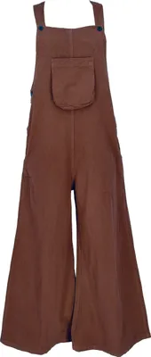 Produktbild von Latzhose mit Weiten Hosenbeinen, Ethno Style, Boho Schlaghose - Braun, Damen, Baumwolle, Größe: L