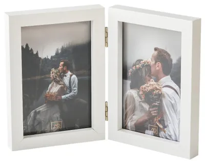 Obrázok produktu pre Rám na fotografie MULTI-SWING SW268W, biely, pre 2 fotografie formátu 15x21 cm, skladací, vyrobený z MDF s presklením