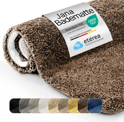 Immagine prodotto di tappeto da bagno Jana - Tappeto da bagno rotondo antiscivolo 60x60 cm - Tappeto da bagno lavabile a pelo alto - Tappeto da bagno - Tappeto da bagno a pelo alto pesante - Tappeto rotondo da bagno 60cm - Marrone