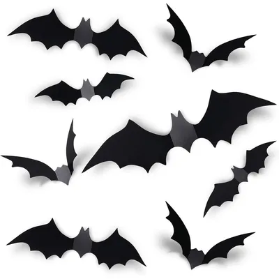 Produktbild von Halloween Fledermaus Deko 120 Stück, 3D Wandaufkleber mit Fledermäusen, selbstklebende Halloween Wanddeko für Fenster Party und Zuhause