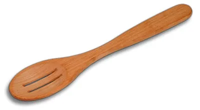 Ovaler Schöpflöffel mit 2 Schlitzen, Kirschholz, geölt, 30 cm
