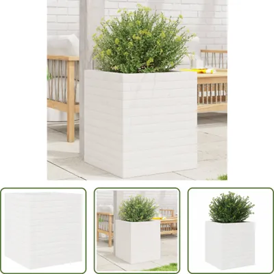 Zdjęcie produktu dla The Living Store Sadzarka biała 40x40x46 cm lite drewno sosnowe