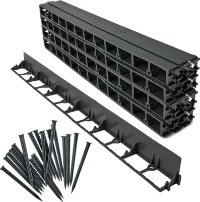 Image de Bordure de parterre Garronda en plastique avec ancrages de fixation, 24 m x 7,8 cm, avec 100 clous de fixation