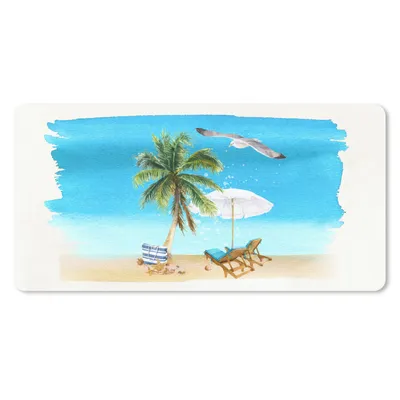 Produktbild von MuchoWow® Mauspad Mousepad Strandkorb - Sonnenschirm - Vogel - Aquarell 60x30 cm - Mousepads - Maus Mat - Pad - Mausunterlage - Nachhaltig