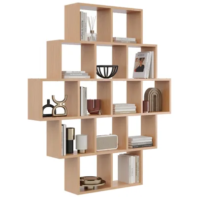 Produktbild von Bücherregal Buche – Moderne Wandbibliothek im skandinavischen Stil für Büro, Wohnzimmer und Kinderzimmer