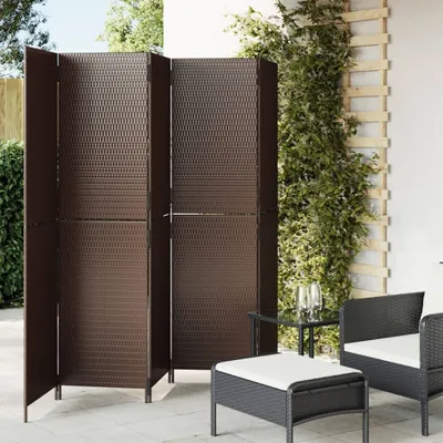 Produktbild von CLORIS Paravent 5-tlg. Braun Poly Rattan, 17,5 kg