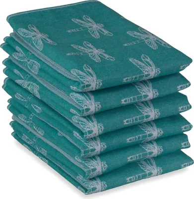 Produktbild von DoubleDry Geschirrtücher Baumwolle - 6-teilig - 50x70cm - - Hochwertige Geschirrhandtücher - Smaragdlibel, Grünblau