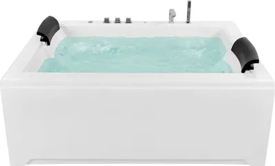 Obrázok produktu pre BELIANI Vírivá vaňa biela akrylát 183 x 142 cm obdĺžnikový tvar s LED osvetlením pre 2 osoby opierky hlavy masážne trysky moderný štýl kúpeľňa