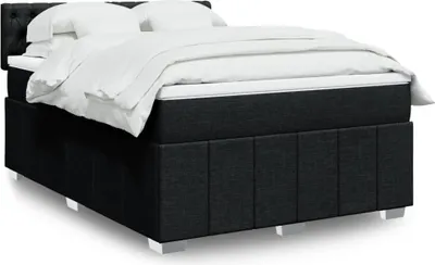 Produktbild von Boxspringbett mit Matratze Schwarz 140x190 cm Stoff, Klassische Betten 2024 Neu DesignMöbel