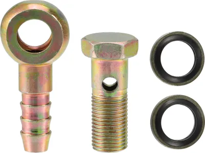 Image de 1 Ensemble M10X1 Banjo Verrouille Tuyau Barbillon Raccord avec Cuivre Rondelles Fer