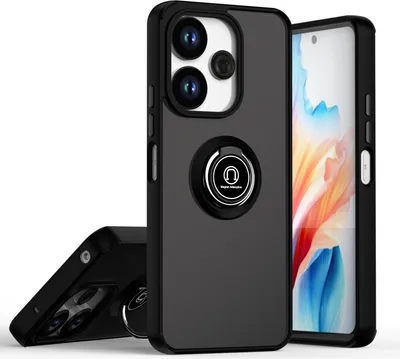 Produktbild von Hülle für Xiaomi Redmi 13 5G/4G Matte Transluzent TPU Stoßfest Schutzhülle mit Ring Halter Ständer Schwarz