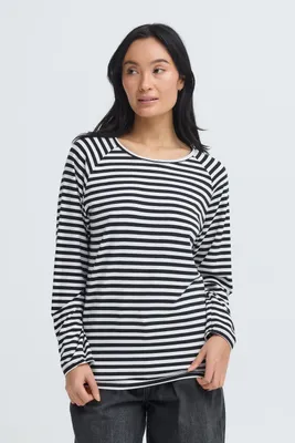 Produktbild von Oxmo OXNPubby Damen Longsleeve Langarmshirt Shirt Baumwollmischung Loose Fit