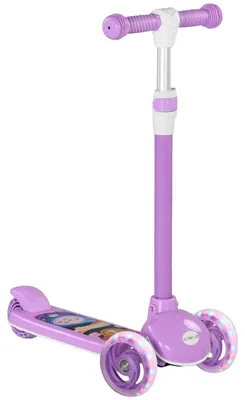 Image de Trottinette pour enfants avec roues LED – Trottinette réglable | Couleur : Lilas, Blanc | Dimensions : 29x52x63/76 cm