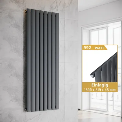 Produktbild von SONNI Vertikal Heizkörper Design Paneelheizkörper Einlagig Anthrazit 1600×619mm ohne Heizstab