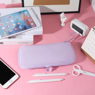 Produktbild von Federmäppchen mit großer Kapazität für Teenager – Schminktasche / Schultasche in Lila mit Reißverschluss – Geeignet für Damen, Mädchen