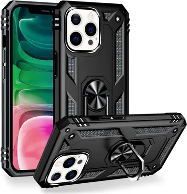 Immagine prodotto di NALIA Custodia ad anello per iPhone 13 Pro, Custodia rigida con protezione paracolpi in silicone Nero