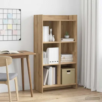 Immagine prodotto di Maison Exclusive - Libreria a 6 ripiani, dimensioni 59 x 30 x 111 cm, legno effetto rovere artigianale