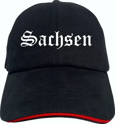 Produktbild von Sachsen Cappy - Altdeutsch bedruckt - Schirmmütze - Schwarz-Rotes Cap OneSize-SchwarzRot