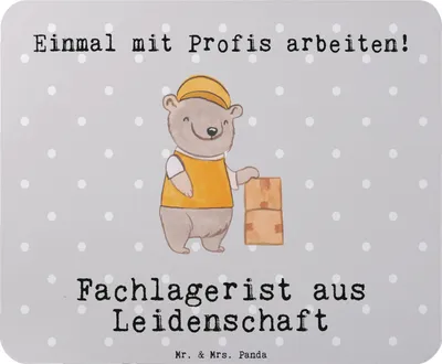 Produktbild von Mr. & Mrs. Panda Mauspad Fachlagerist Leidenschaft - Grau Pastell - Geschenk, Witzig, mousematte, Mouse Pad, Ausbildung, Spruch, computer mousepad, pc
