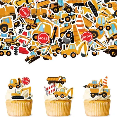 Produktbild von Catelves Baustelle Tortendeko Bagger Traktor Muffin Kuchendeko Geburtstag Jungen