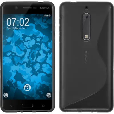Produktbild von PhoneNatic Case für Nokia 5 Hülle Silikon grau S-Style Cover Nokia 5 Tasche + 2 Schutzfolien