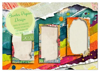 Produktbild von Buntes Papier Design (Wandkalender 2027 DIN A2 quer), CALVENDO Monatskalender