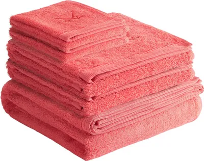 Produktbild von Sansibar Sylt Handtuch Set Frottier-Serie Classic Nr. 2 (Set, 5-tlg), hochwertige Sansibar-Säbel Stickerei, hot coral