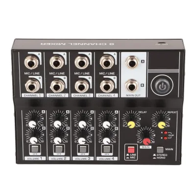 Zdjęcie produktu dla 8-kanałowy mikser, mikser audio, mikser dźwięku, stereofoniczny mikser audio, przenośny mikser dźwięku, mini mikser audio